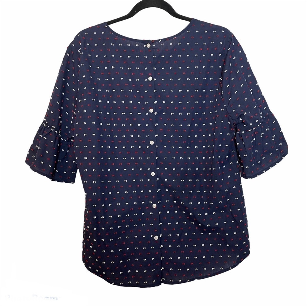 IZOD Red White and Blue Top with Bell Sleeve Sz.L - Picture 3 of 7